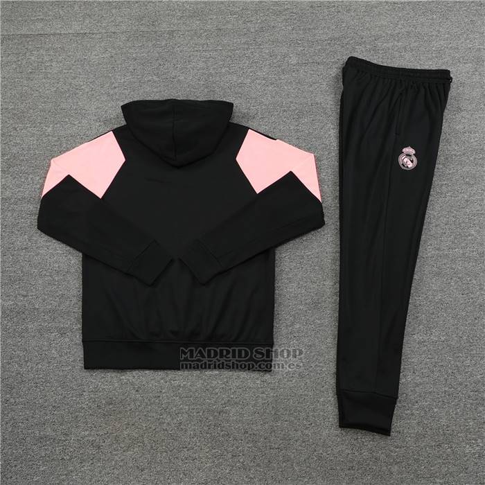 Chandal con Capucha del Real Madrid Nino 2023 Negro y Rosa
